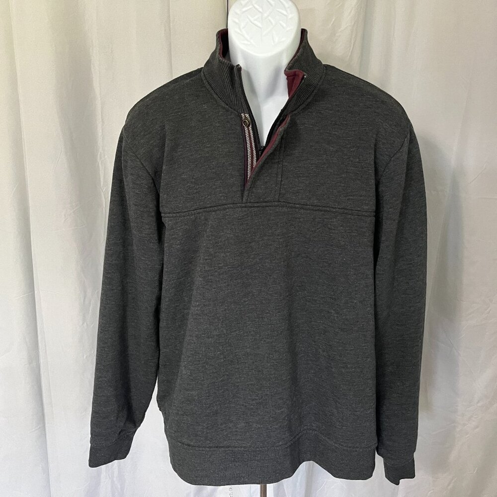 Orvis Signature Men’s Gray Burgundy 1/4 Zip Sweater Large L EUC 🔥 Pullover 🏌️